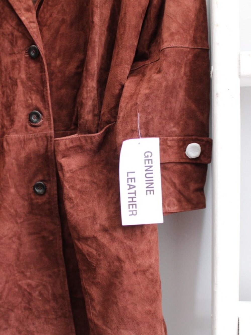 Chadwicks Chestnut Brown Genuine Suede Leather Trench Coat Women's Size 18W NWT - Picture 3 of 5